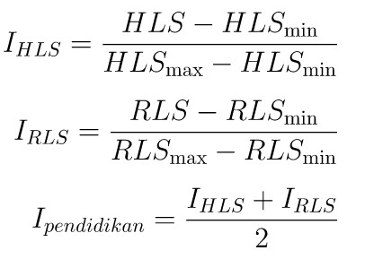 Formula for calculating the educational component of HDI